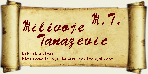 Milivoje Tanazević vizit kartica